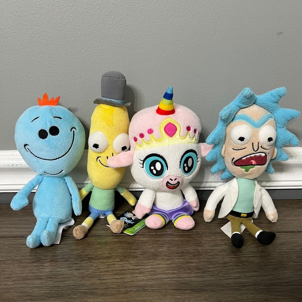 Rick and‎ Morty Plush Set Mr. Meeseeks, Cornvelious, Cupcake, Rick 8-9"